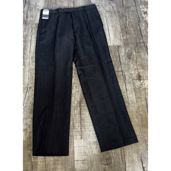 Kenneth Cole Reaction Other - Kenneth Cole Reaction Mens Textured Stria Dress Pants Charcoal Grey 32W x30L NEW